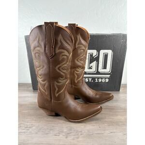 Dingo Out West Brown Smooth Leather Western Cowgirl Cowboy Boots Women's Size 6‎